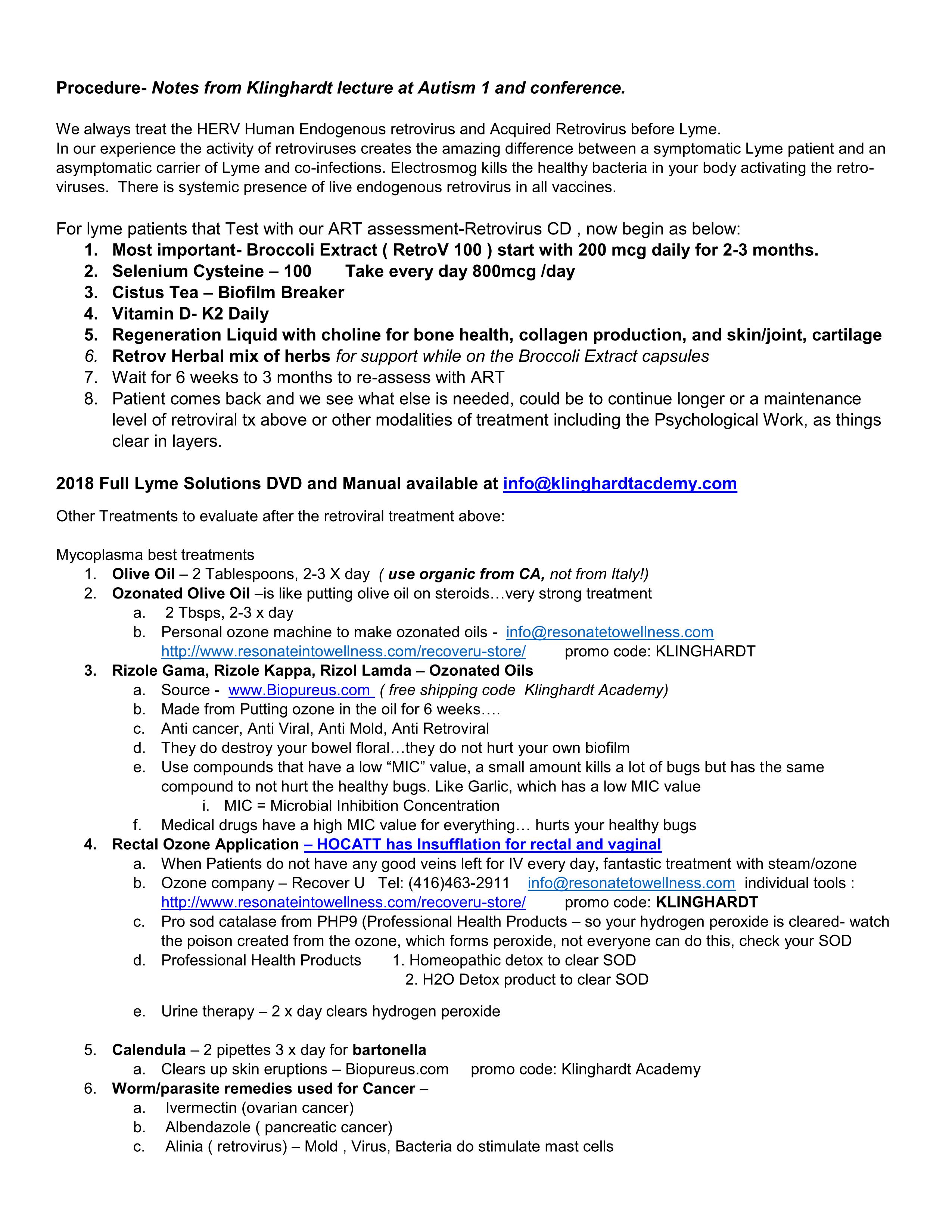 Klinghardt Protocol for Retrovirus, Autism and Lyme page 2