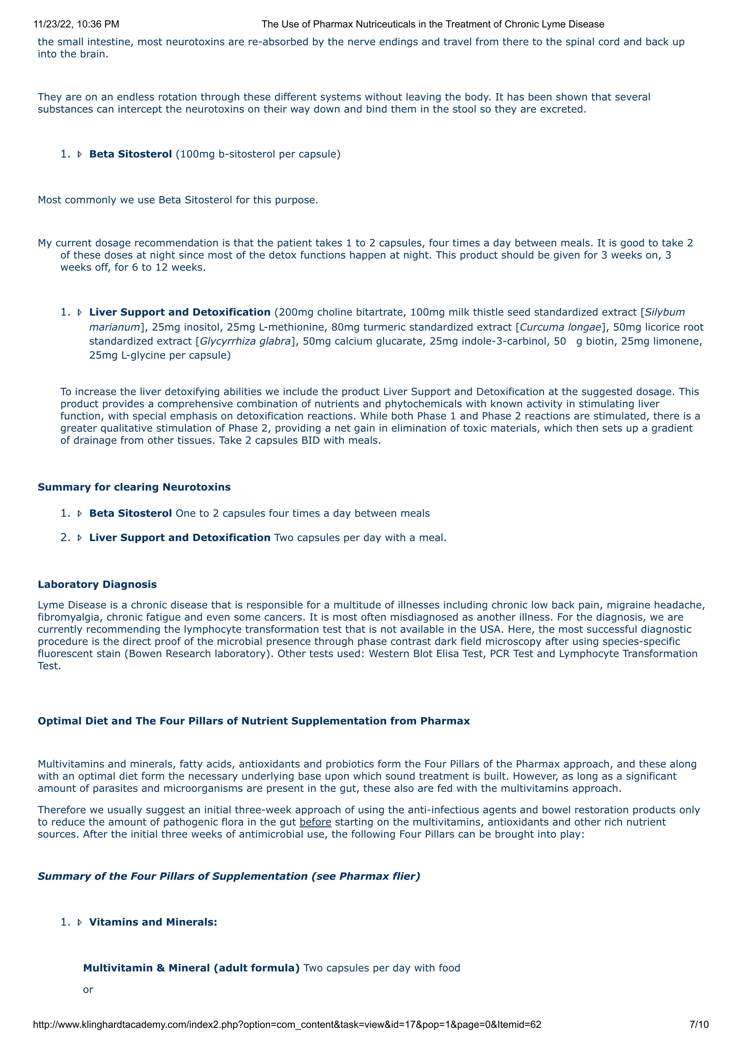 The Use of Pharmax Nutriceuticals in the Treatment of Chronic Lyme Disease page 7